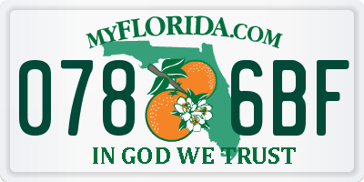 FL license plate 0786BF