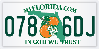 FL license plate 0786DJ