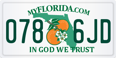 FL license plate 0786JD