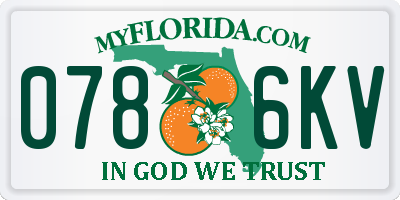 FL license plate 0786KV