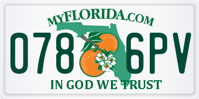 FL license plate 0786PV
