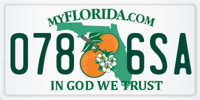 FL license plate 0786SA