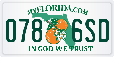 FL license plate 0786SD