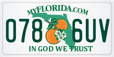 FL license plate 0786UV