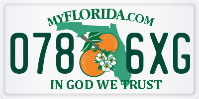 FL license plate 0786XG