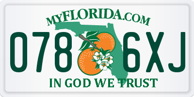 FL license plate 0786XJ