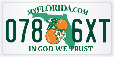 FL license plate 0786XT