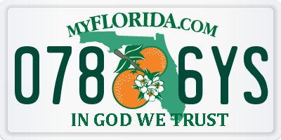 FL license plate 0786YS