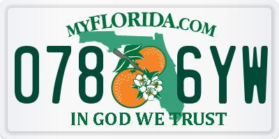 FL license plate 0786YW