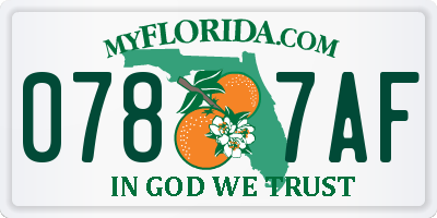 FL license plate 0787AF