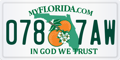 FL license plate 0787AW