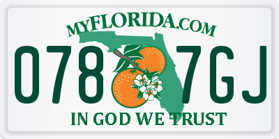 FL license plate 0787GJ