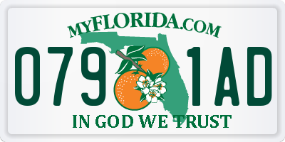 FL license plate 0791AD