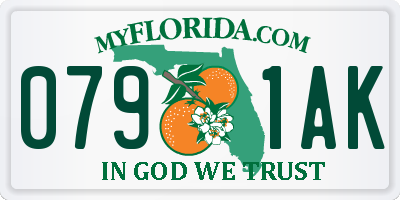 FL license plate 0791AK