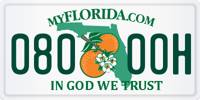 FL license plate 0800OH