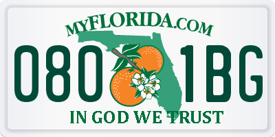 FL license plate 0801BG