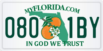 FL license plate 0801BY