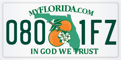 FL license plate 0801FZ