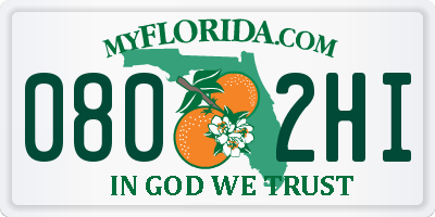 FL license plate 0802HI
