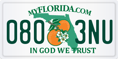 FL license plate 0803NU