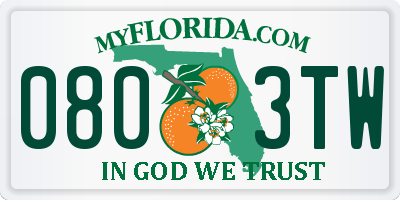 FL license plate 0803TW