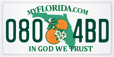 FL license plate 0804BD