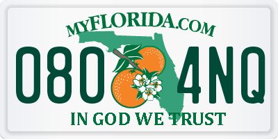FL license plate 0804NQ