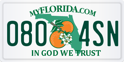 FL license plate 0804SN