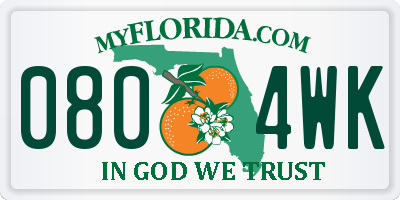 FL license plate 0804WK