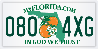 FL license plate 0804XG