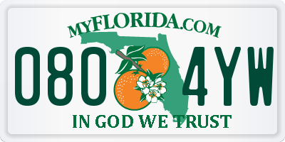 FL license plate 0804YW