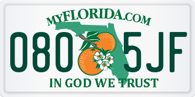 FL license plate 0805JF