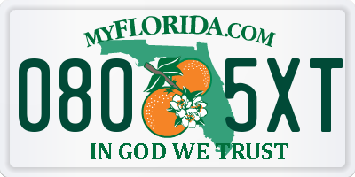 FL license plate 0805XT