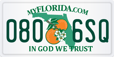 FL license plate 0806SQ