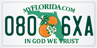 FL license plate 0806XA