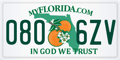 FL license plate 0806ZV
