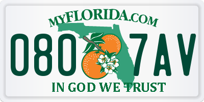 FL license plate 0807AV