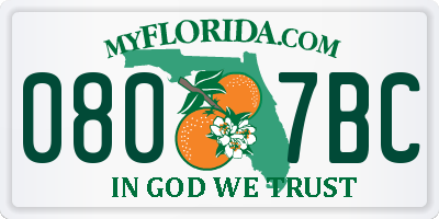 FL license plate 0807BC
