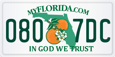 FL license plate 0807DC