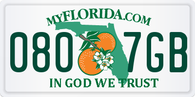 FL license plate 0807GB
