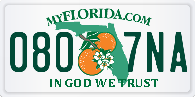 FL license plate 0807NA