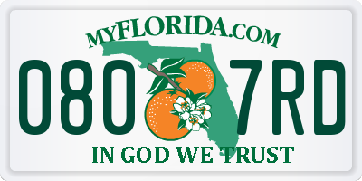 FL license plate 0807RD