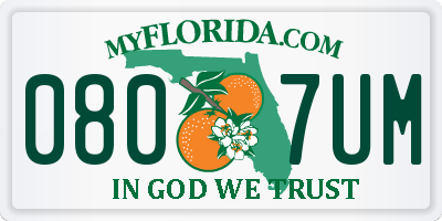 FL license plate 0807UM
