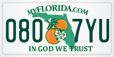 FL license plate 0807YU