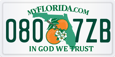 FL license plate 0807ZB