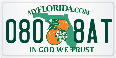 FL license plate 0808AT