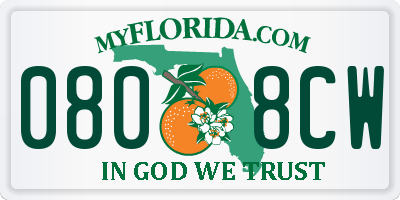 FL license plate 0808CW