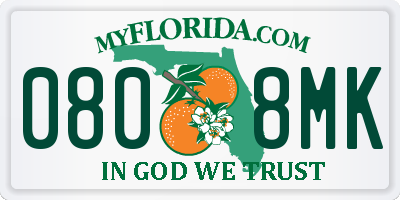 FL license plate 0808MK