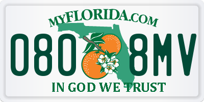 FL license plate 0808MV