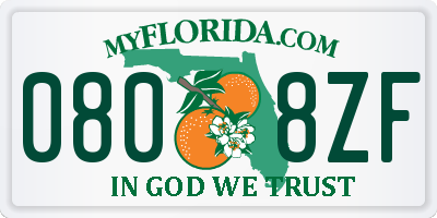FL license plate 0808ZF